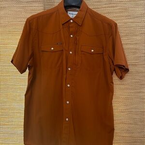 PONCHO OUTDOORS Burnt Orange Short Sleeve Pearl Snap